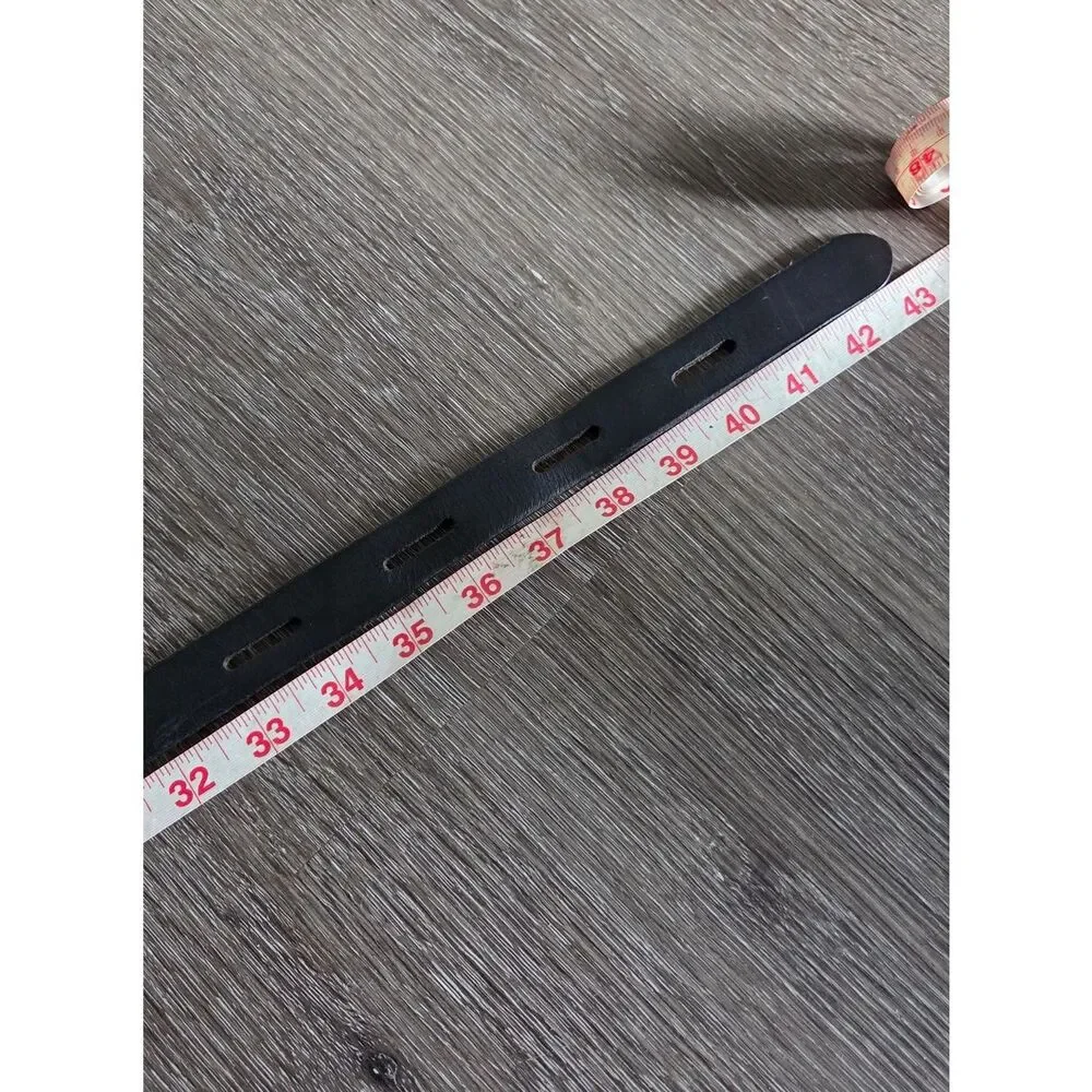 Black Skinny Perforated Leather Belt Large
